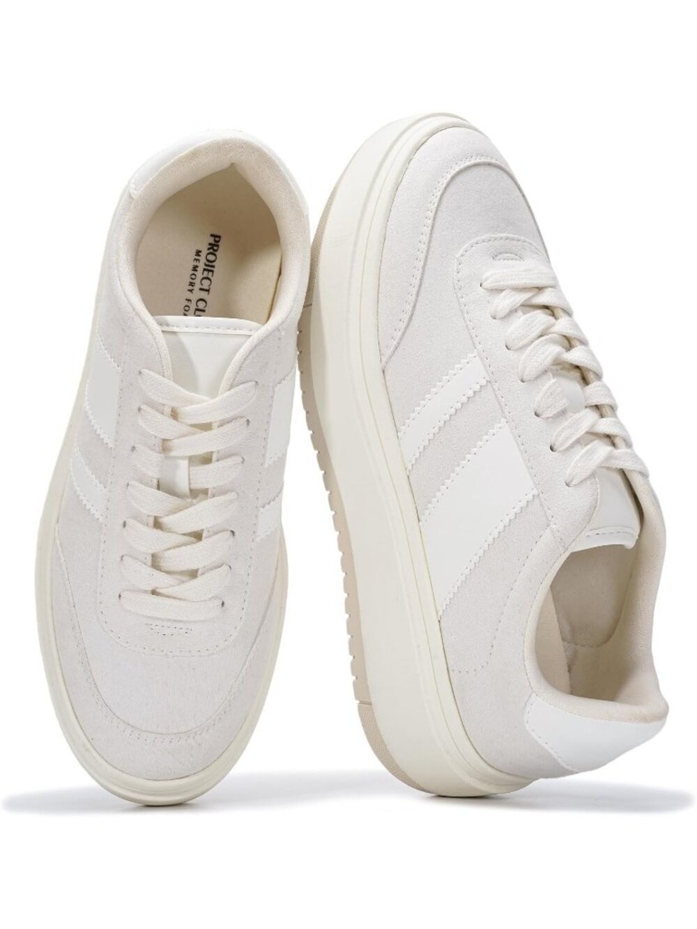 Project Cloud Women's White Memory Foam Insole Footwear Platform Sneaker Shoes